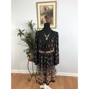 Muse Woman Dress 10 Off Shoulder Bell Sleeve Boho Vacation Resort Embellished
